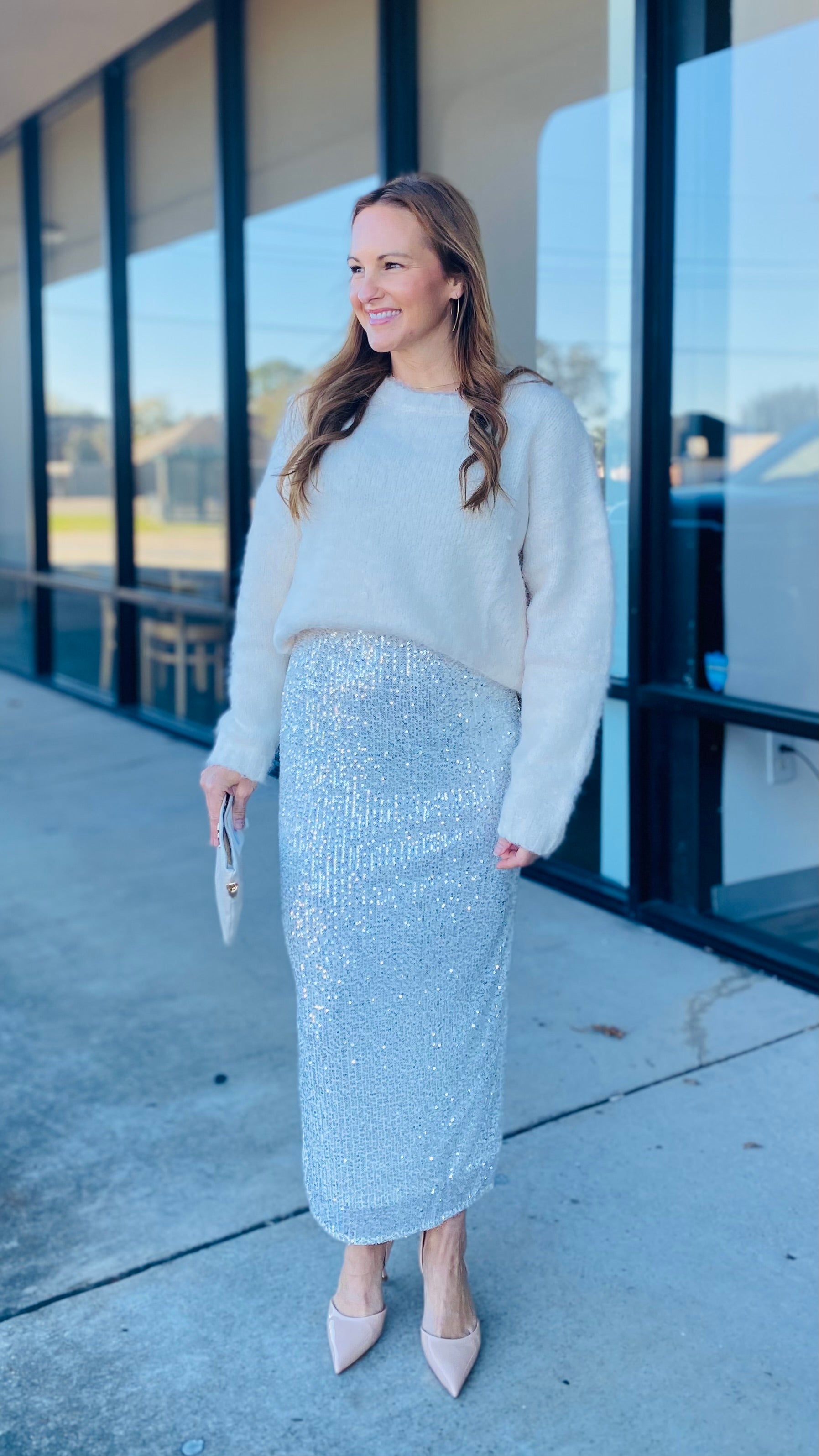 SEQUIN MIDI SKIRT 1010