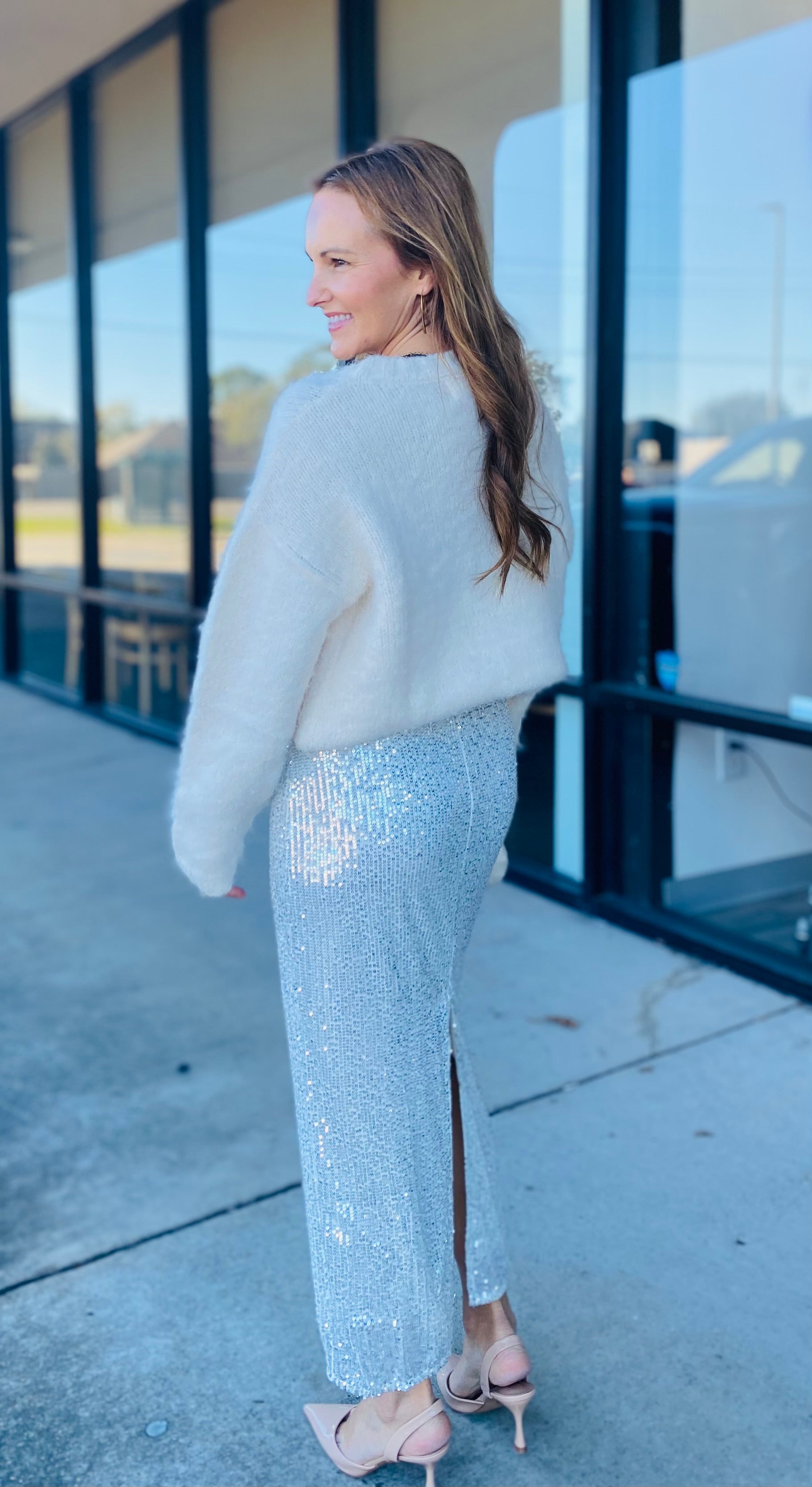 SEQUIN MIDI SKIRT 1010