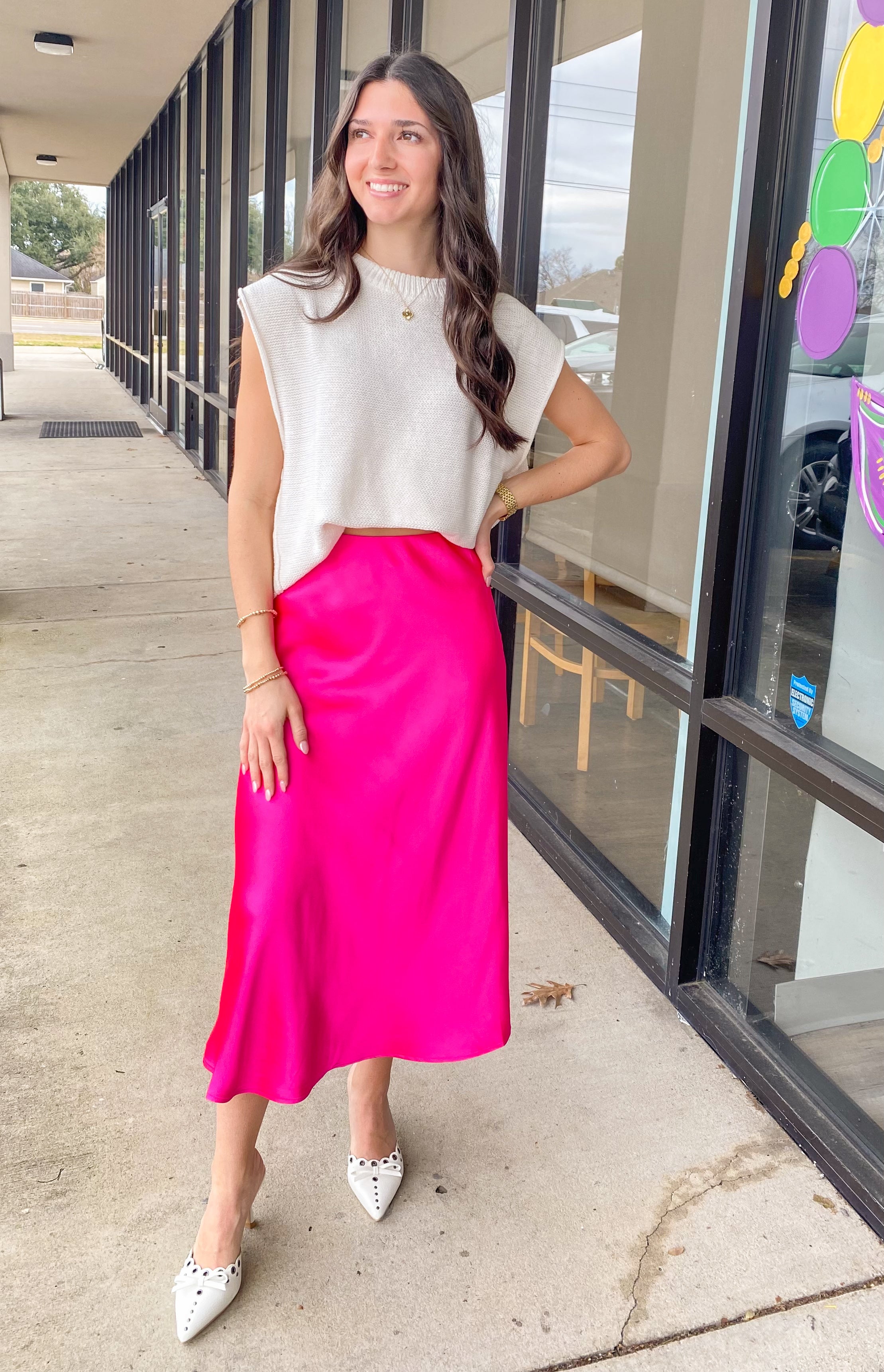 SATIN MIDI SKIRT 7030