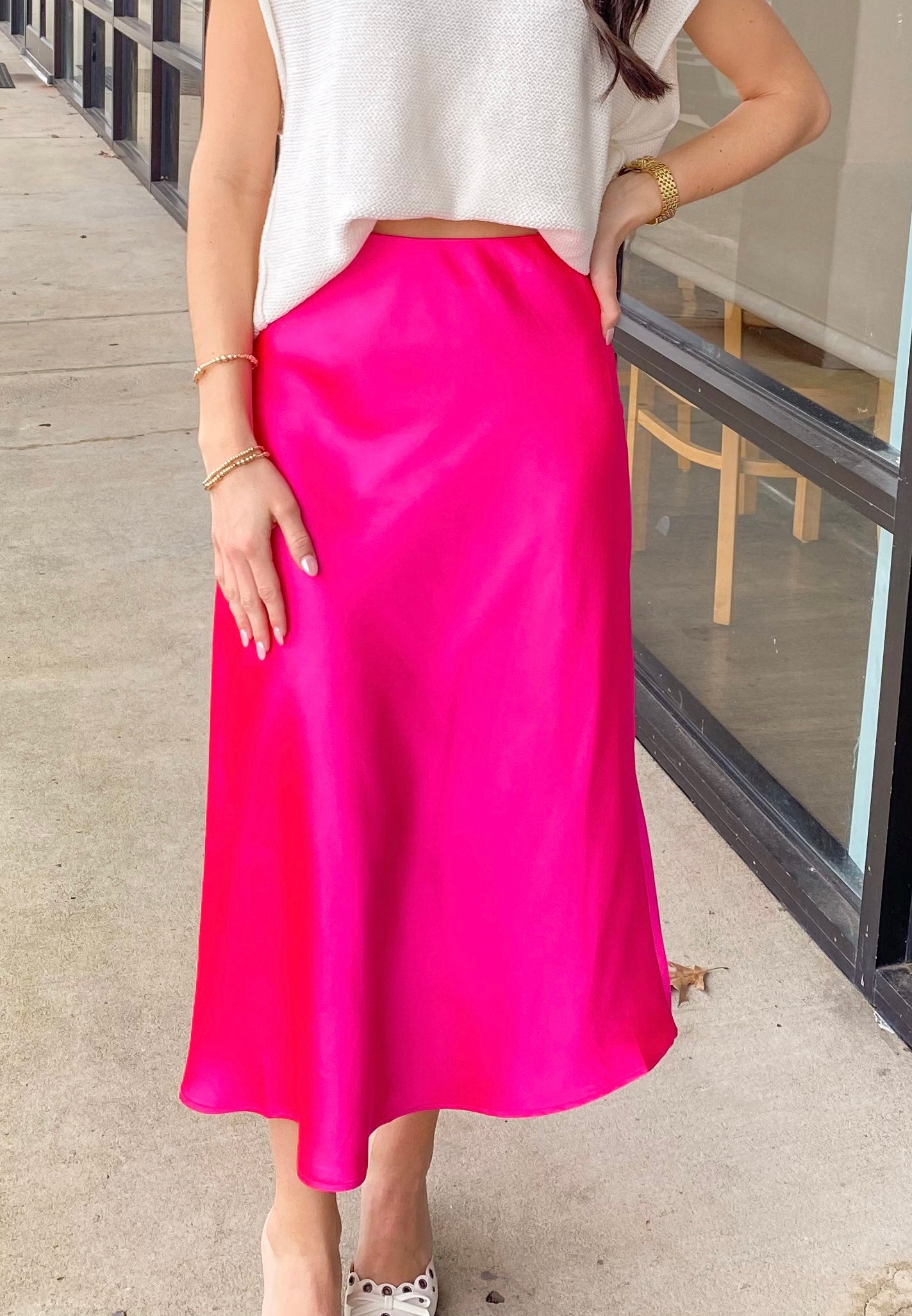 SATIN MIDI SKIRT 7030