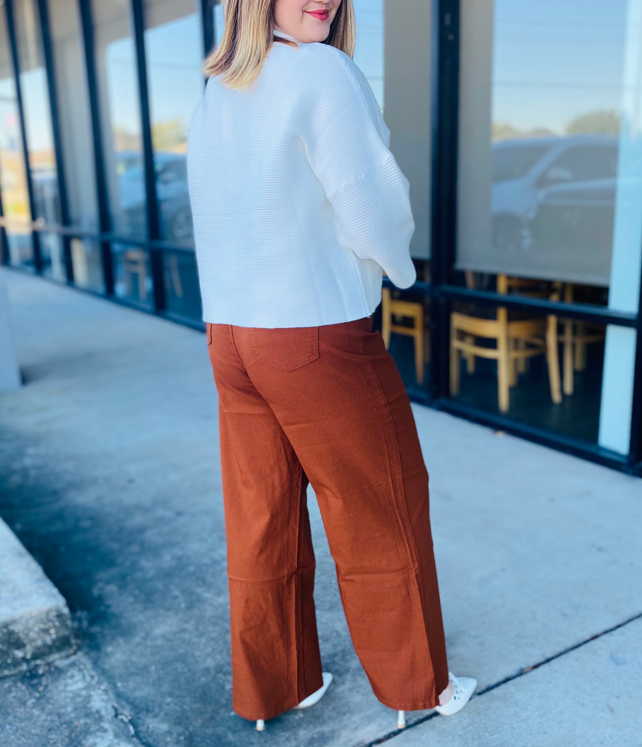 STRETCH WIDE LEG PANTS