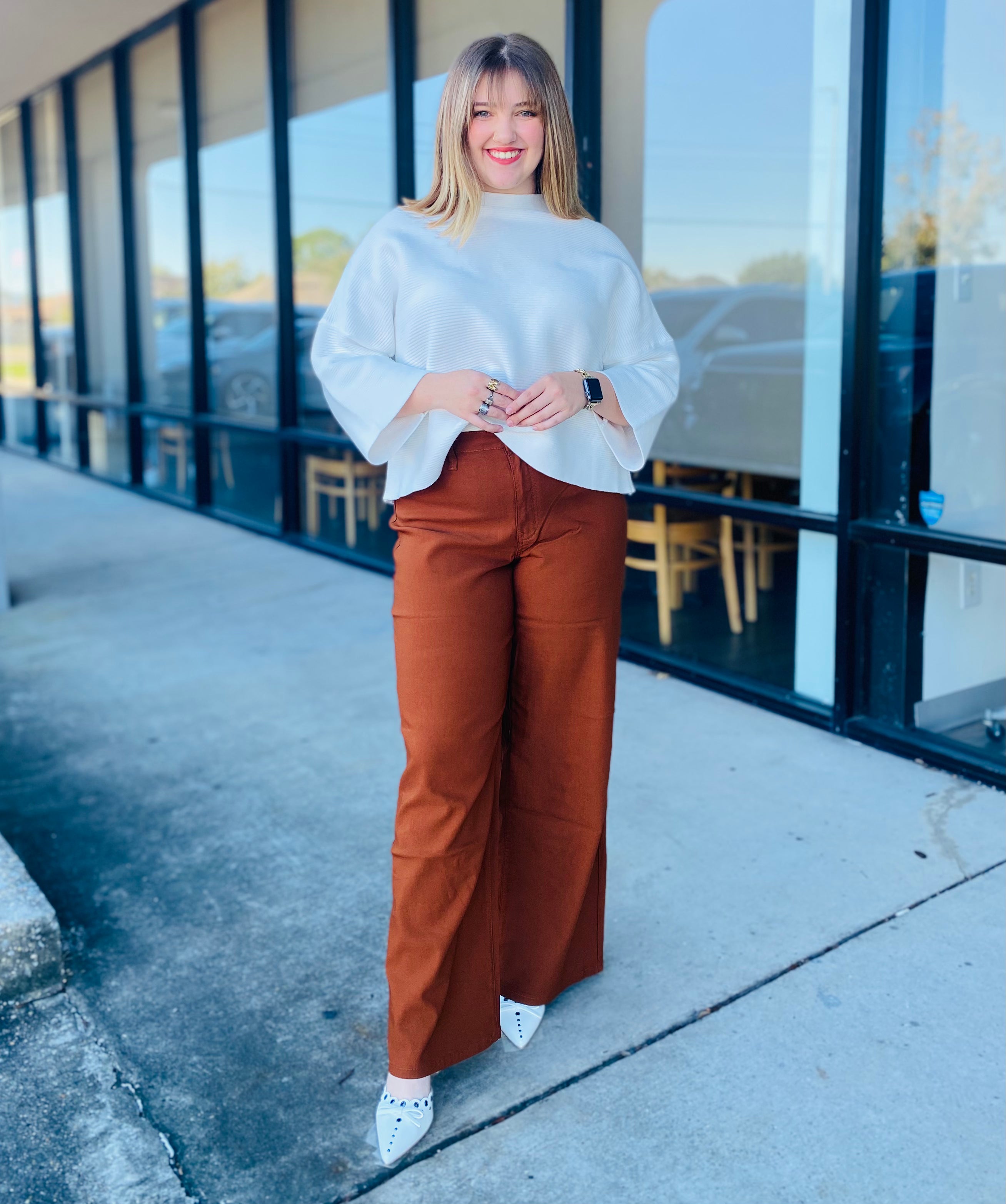 STRETCH WIDE LEG PANTS